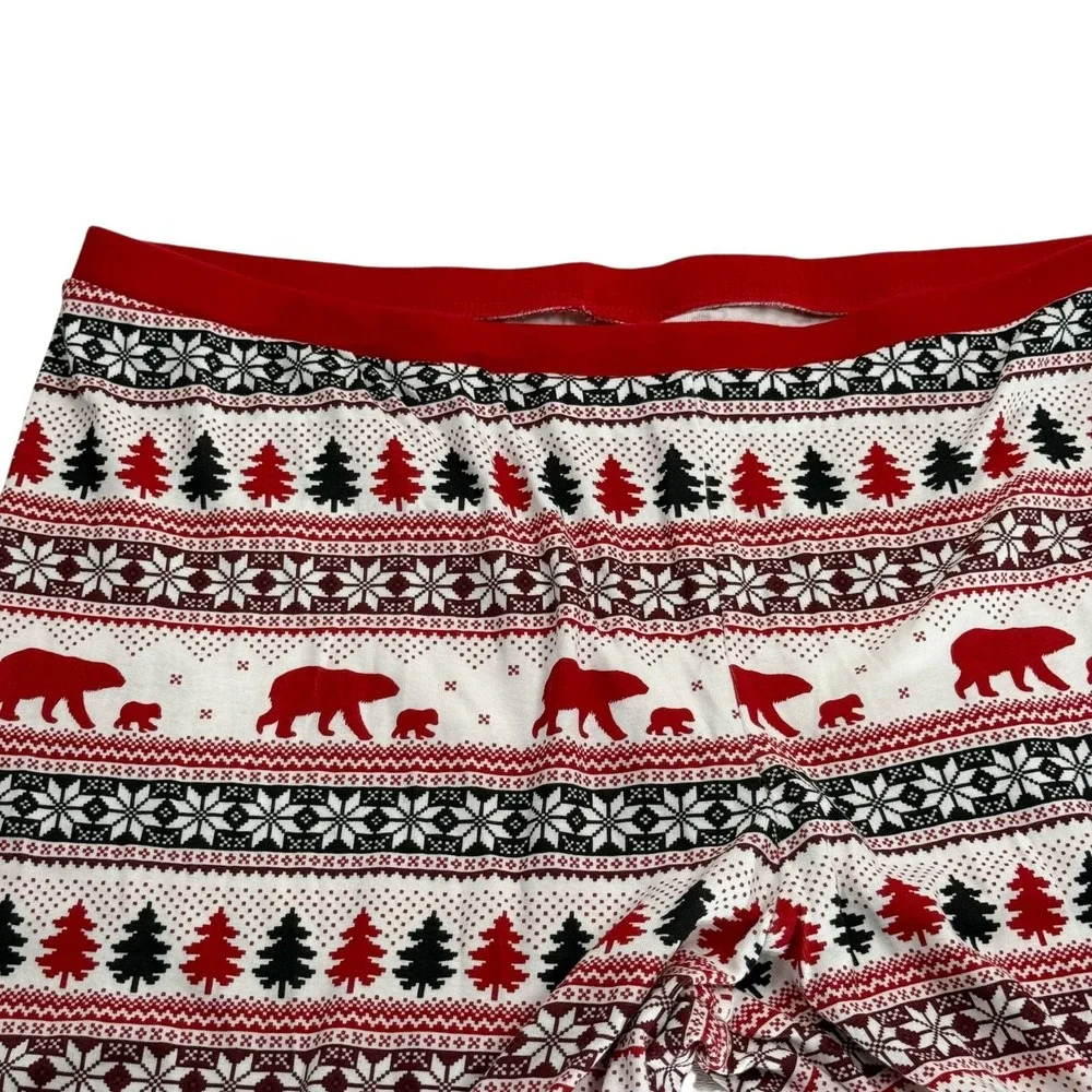 Wondershop Men's Pajama Set XL Bears Snowflakes Trees Christmas White Red Black